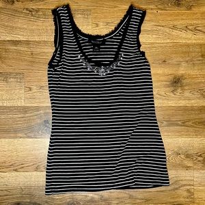 White House Black Market Striped Tank Top with Jewels